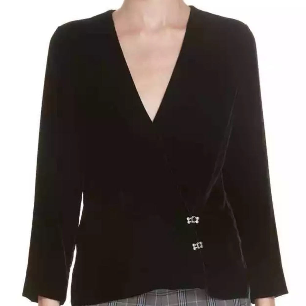 rag & bone Black Velvet Wrap Top